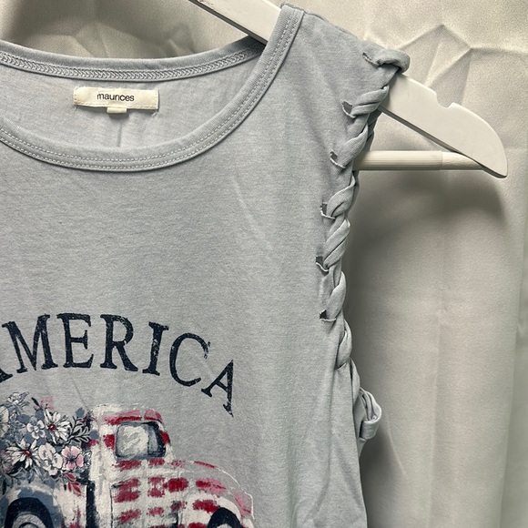 Maurices Light Blue Tank Top America Stars, Stripes & Sparklers - Picture 3 of 5